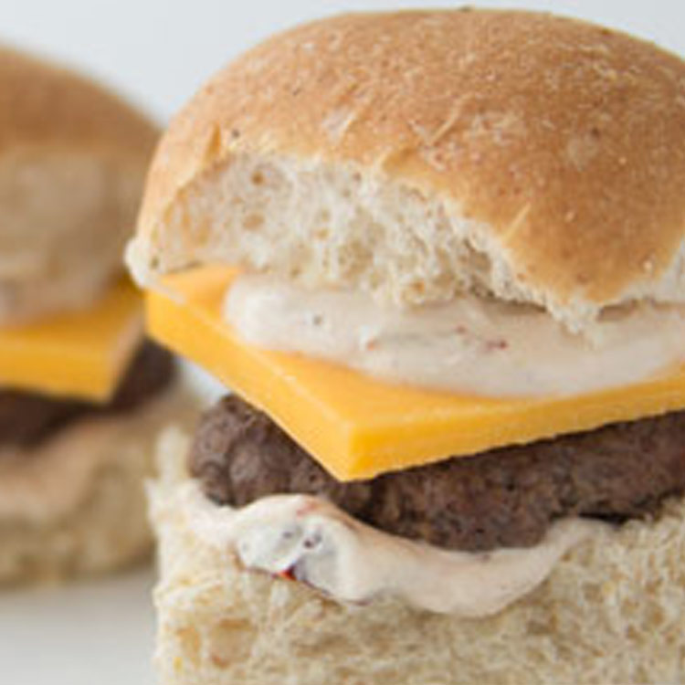 Picture of Beef Sliders with Chipotle Yogurt Sauce and Cheddar Cheese