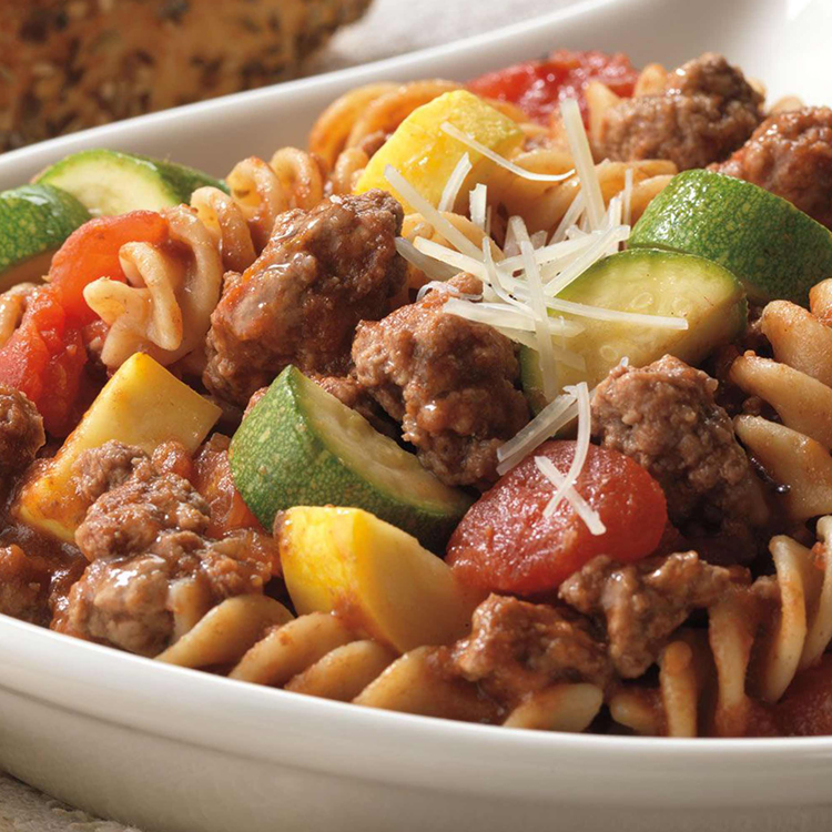 Picture of Ground Beef and Pasta Skillet Primavera