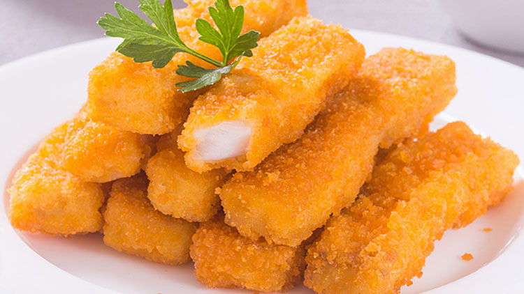 Picture of Schooner Crunchy Breaded Popcorn Shrimp, Fish Sticks or Fish Portions