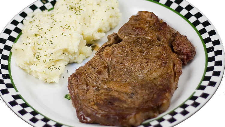 Picture of Boneless Ribeye Steak with Mashed Potatoes